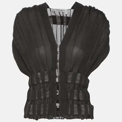 Pre-owned Saint Laurent Dark Grey Silk Top M In Gray