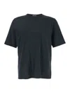 Saint Laurent Dark Grey T-shirt With Logo Lettering On The Front Tone-on-tone In Cotton Man In Animal Print