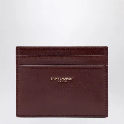 Saint Laurent Dark Ruby Credit Card Holder In Burgundy