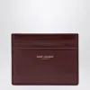 Saint Laurent Dark Ruby Leather Credit Card Holder In Brown