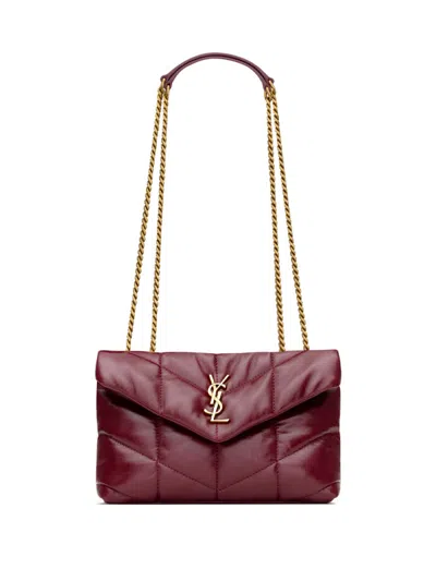 SAINT LAURENT DARK RUBY LOGO SHOULDER BAG