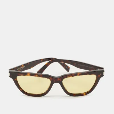 Pre-owned Saint Laurent Dark Tortoise Brown/yellow Sl 462 Sulpice Cat Eye Sunglasses