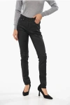 Saint Laurent Dark Wash Coated Cotton Jeans 14cm In Black