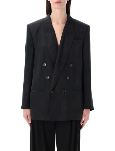 Saint Laurent Db Blazer Haboutai Silk In Black