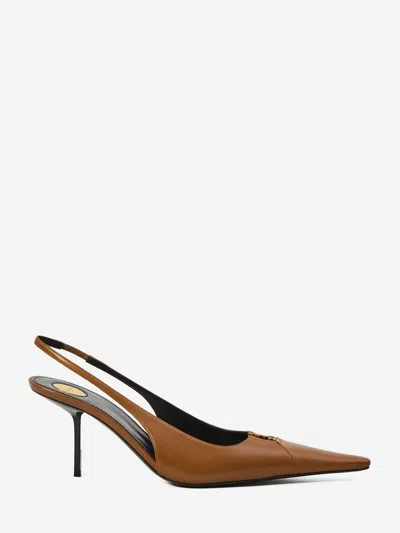 Saint Laurent Babylone Breteuil Suede Slingback Mules In Brown