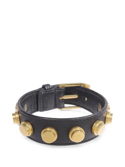 Pre-owned Saint Laurent De Force Studded Bracelet In Gold