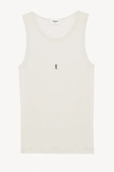 Saint Laurent Debardeur Broderie Cassandre In White