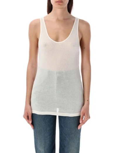 Saint Laurent Off White White Logo Tank Top With