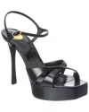 Saint Laurent Debbie 110 Leather Platform Sandals In Black