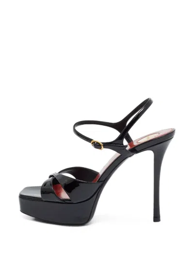 Pre-owned Saint Laurent Debbie 85 Platform Sandals In Black