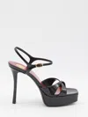 Saint Laurent 110mm Crossover Platform Sandals In Black