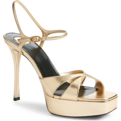 Saint Laurent Debbie Platform Sandal In Gold