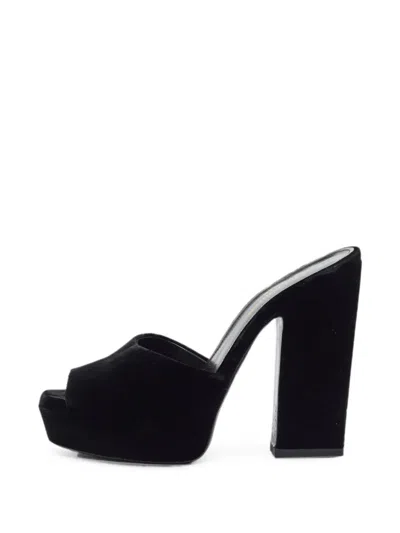 Pre-owned Saint Laurent Debbie Platform Sandals In Black