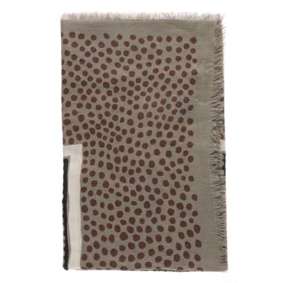 Saint Laurent Decorative Pattern Scarf In Brown