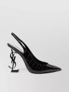 SAINT LAURENT DEEP NECKLINE PRINTED CROCO SLINGBACK