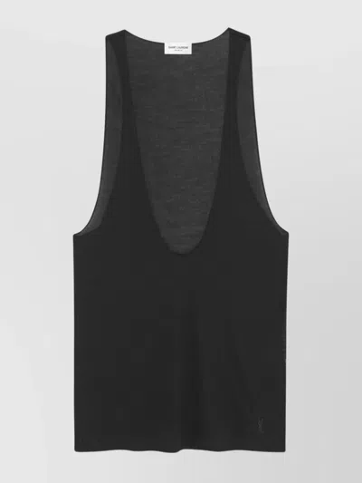 Saint Laurent Cassandre Tank Top In Silk Jersey In Black