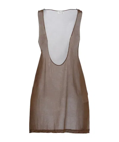 Saint Laurent Deep V-neck Vest In Brown