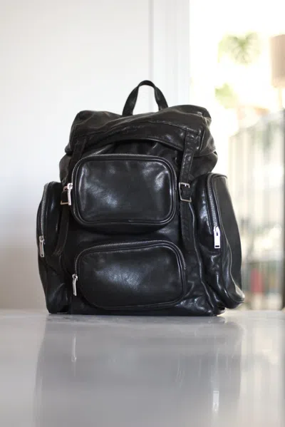 Pre-owned Saint Laurent Délavé Hunting Backpack In Black