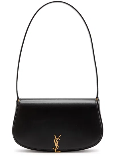 Saint Laurent Demilune Leather Shoulder Bag In Black
