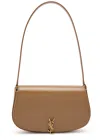 Saint Laurent Demilune Leather Shoulder Bag In Tan