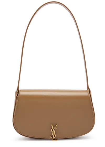 Saint Laurent Demilune Leather Shoulder Bag In Tan