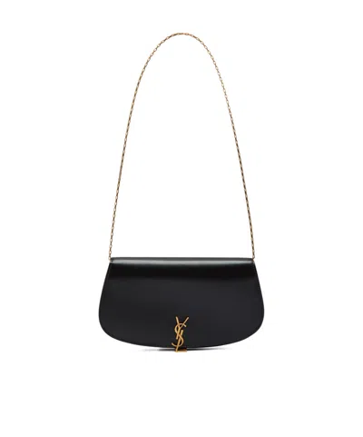 Saint Laurent Demilune Leather Wallet-on-chain In Brown
