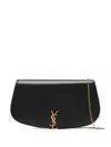 Saint Laurent Voltaire Ysl Monogram Wallet On Chain In Grained Leather In Schwarz