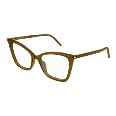 Saint Laurent Demo Cat Eye Ladies Eyeglasses Sl 386 010 55 In Gold