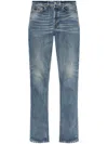 Saint Laurent Logo-patch Straight Jeans In Denim