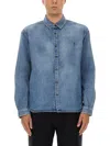 Saint Laurent Cassandre' Blue Cotton Shirt In Blue