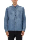 Saint Laurent Casual Denim Long Sleeve Shirt In Blue