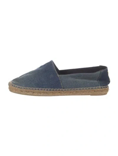 Pre-owned Saint Laurent Denim Colorblock Pattern Espadrilles In Blue