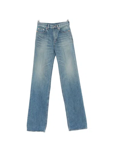 Saint Laurent Denim Cotton Flared Jeans In Blue