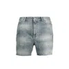 Saint Laurent Denim Destroyed California Shorts Men In Blue