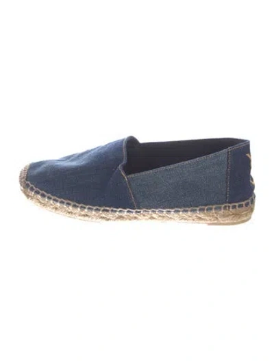 Pre-owned Saint Laurent Denim Embroidered Accent Espadrilles In Blue