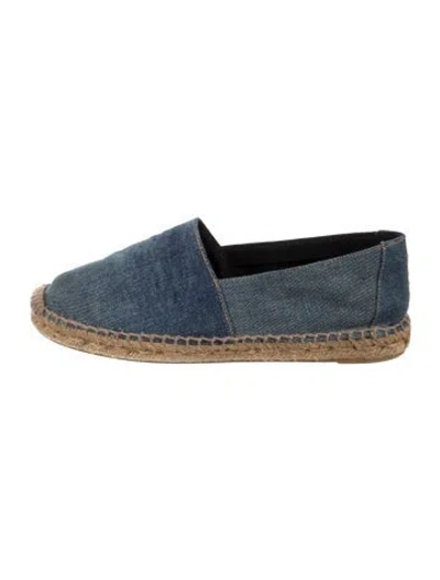 Pre-owned Saint Laurent Denim Embroidered Accent Espadrilles In Blue