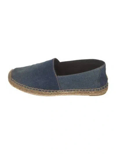 Pre-owned Saint Laurent Denim Embroidered Accent Espadrilles In Blue