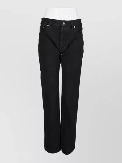 Saint Laurent Denim Flared Jeans In Black