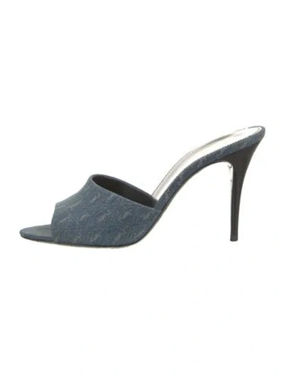 Pre-owned Saint Laurent Denim Graphic Print Sandals In Blue