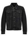 Saint Laurent Oversized Jacket In Dark Blue Black Denim In Black