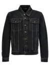 Saint Laurent Oversized Jacket In Dark Blue Black Denim In Black