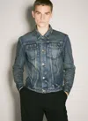 Saint Laurent Blue Slim Jacket With Patch Pockets In Denim Man In Blue