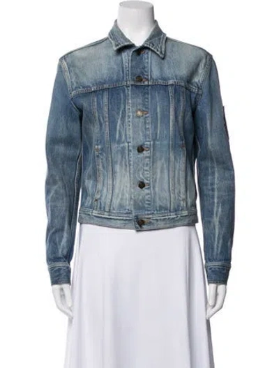 Pre-owned Saint Laurent Denim Jacket In Blue/metallic