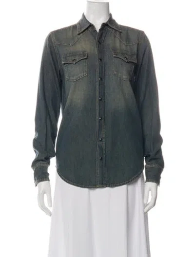 Pre-owned Saint Laurent Denim Jacket In Green