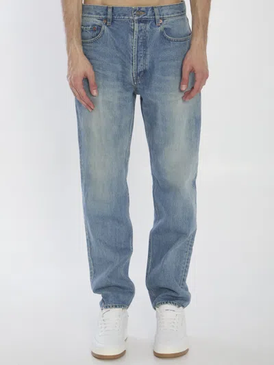 Saint Laurent Distressed Jeans In Blue