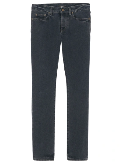 Saint Laurent Slim Denim Jeans In Grey