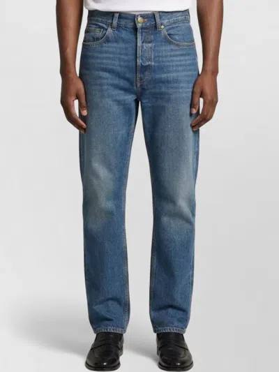 Saint Laurent Denim Mid-rise Wide-leg Jeans In Blue