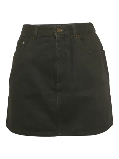 Pre-owned Saint Laurent Denim Mini Skirt In Black