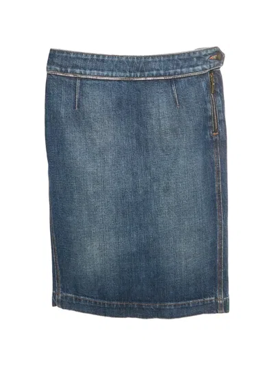 Pre-owned Saint Laurent Denim Mini Skirt In Blue