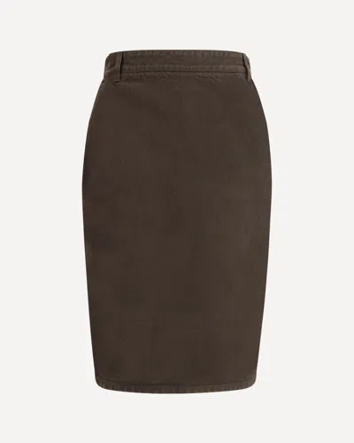 Saint Laurent Gonna A Matita In Denim In Brown